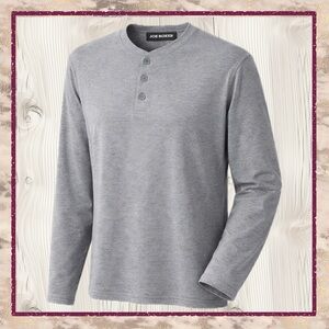 Joe Boxer Gray Long Sleeve Henley Shirt Men’s Small Casual Button Neck Tee
